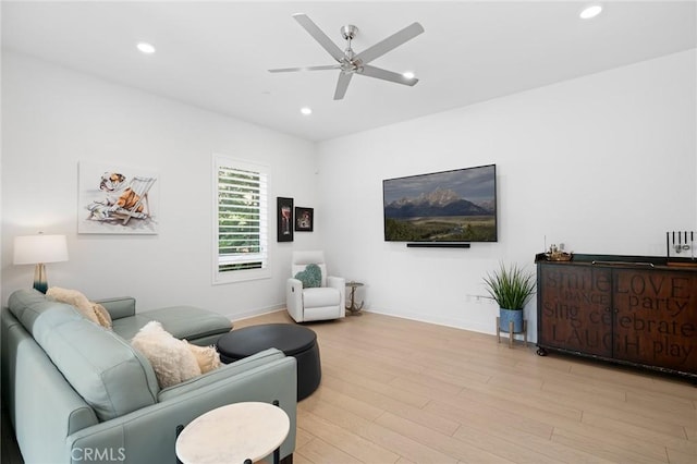3100 Rivington, Irvine, CA 92612 - living area with a ceiling fan, recessed lighting, and light wood-type flooring