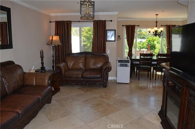25592 Aragon Way, Yorba Linda, CA 92887 - living room featuring a chandelier and crown molding