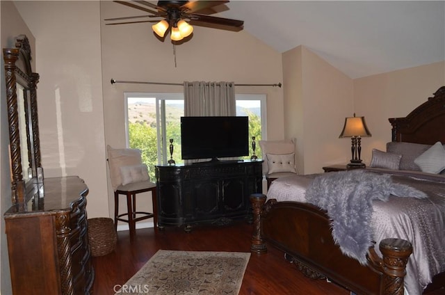 25592 Aragon Way, Yorba Linda, CA 92887 - bedroom with wood finished floors, vaulted ceiling, and a ceiling fan