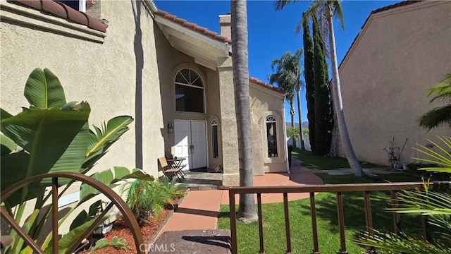25592 Aragon Way, Yorba Linda, CA 92887 - property entrance with stucco siding and a tiled roof