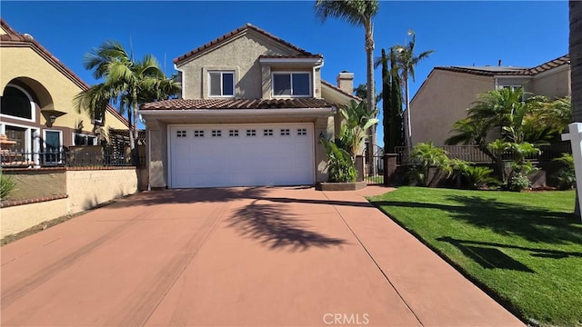 25592 Aragon Way, Yorba Linda, CA 92887 - mediterranean / spanish-style house featuring a tile roof, a garage, stucco siding, and concrete driveway