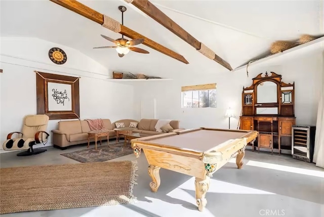 70138 Sullivan Rd Unit 29, Palms, CA 92277 - recreation room with beverage cooler, concrete flooring, billiards, and a ceiling fan