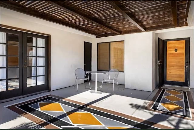 70138 Sullivan Rd Unit 29, Palms, CA 92277 - view of patio / terrace featuring french doors and a pergola