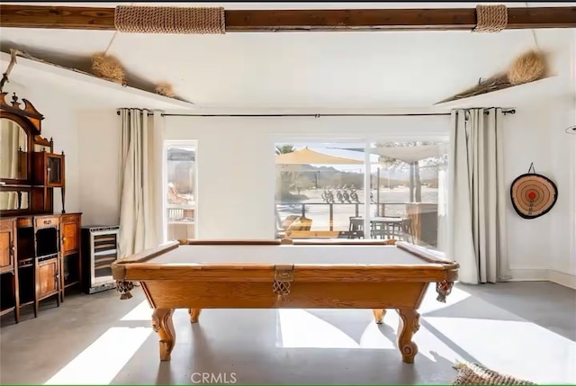 70138 Sullivan Rd Unit 29, Palms, CA 92277 - game room featuring beverage cooler, concrete flooring, and billiards