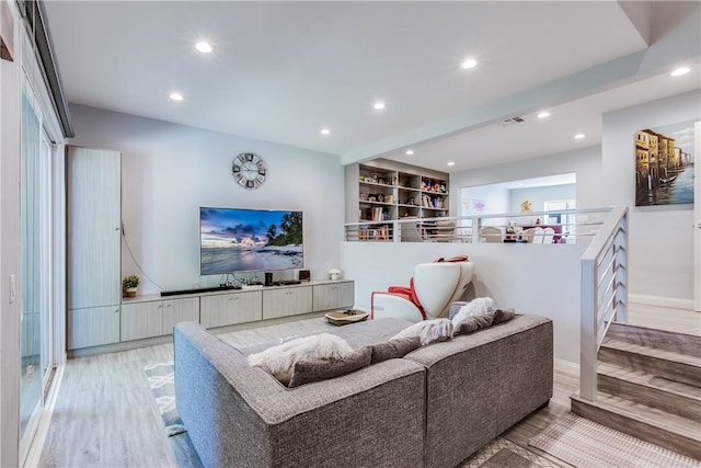 456 W Huntington Dr Unit C, Arcadia, CA 91007 - living room featuring light wood finished floors and recessed lighting