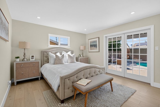 1303 E Monroe Ave, Orange, CA 92867 - bedroom with access to outside, light wood finished floors, and recessed lighting