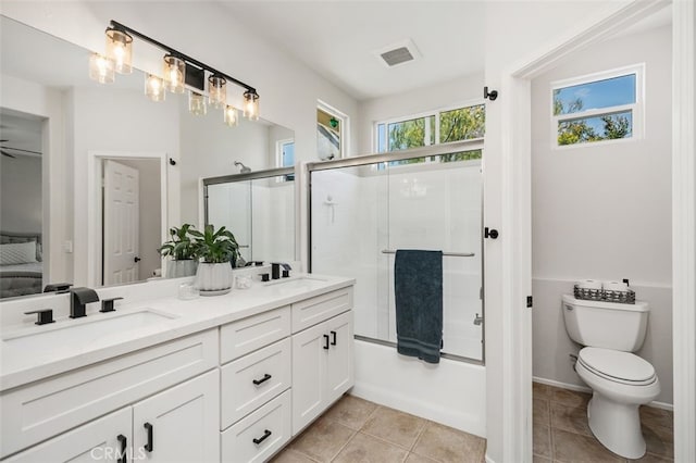 10 Cumberland Ln, Aliso Viejo, CA 92656 - bathroom featuring double vanity, shower / bath combination with glass door, and tile patterned flooring