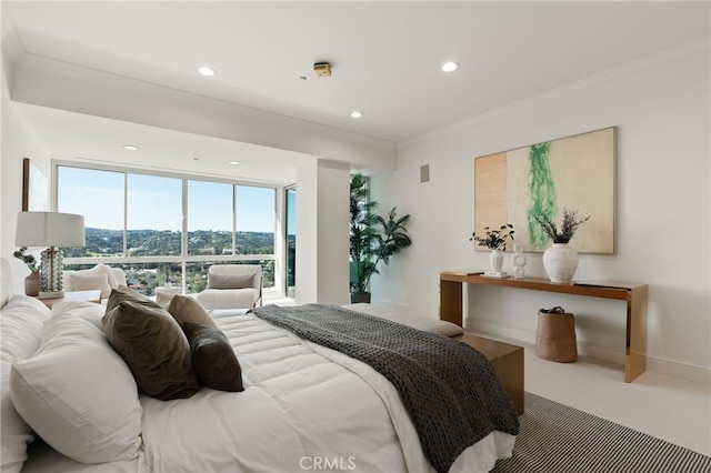 10490 Wilshire Blvd Unit 2704, Los Angeles, CA 90024 - bedroom featuring crown molding and recessed lighting