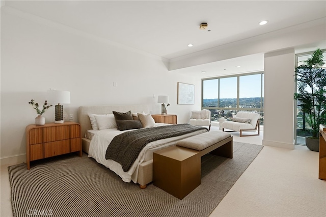 10490 Wilshire Blvd Unit 2704, Los Angeles, CA 90024 - bedroom with carpet, recessed lighting, and crown molding