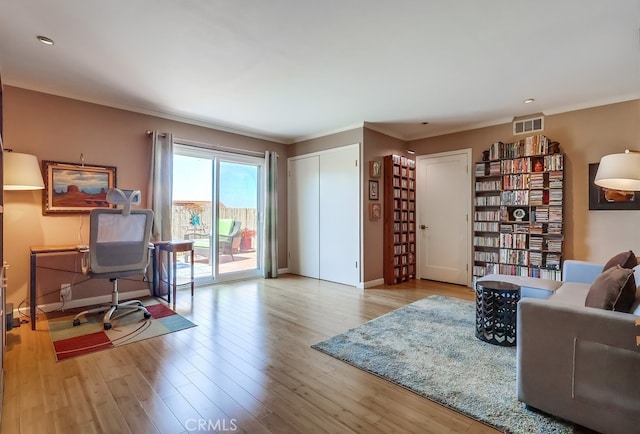 2015 E Broadway Unit 402, Long Beach, CA 90803 - office area with crown molding and light wood finished floors