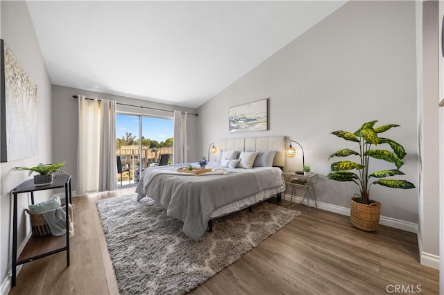 13199 Spire Cir, Chino Hills, CA 91709 - bedroom featuring lofted ceiling, wood finished floors, and access to outside