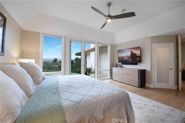 1525 Ramona Dr, Camarillo, CA 93010 - bedroom featuring light wood-type flooring, access to outside, and ceiling fan