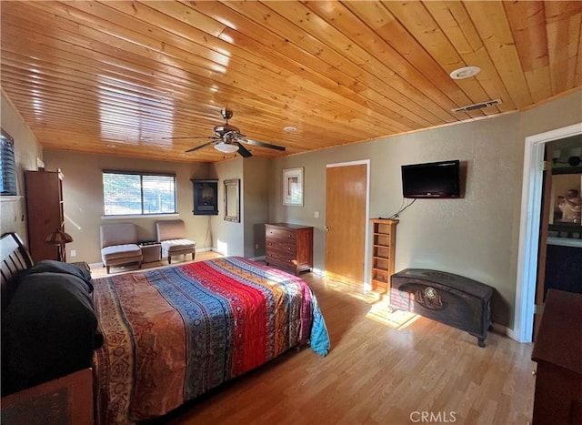44293 Copper Creek Way, Coarsegold, CA 93614 - bedroom featuring wood ceiling, wood finished floors, and a ceiling fan