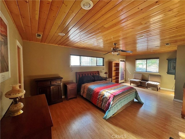 44293 Copper Creek Way, Coarsegold, CA 93614 - bedroom featuring wood ceiling, light wood finished floors, and ceiling fan