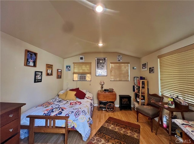 44293 Copper Creek Way, Coarsegold, CA 93614 - bedroom featuring vaulted ceiling, wood finished floors, and recessed lighting