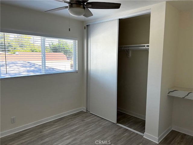 5126 Colfax Ave, Valley Village, CA 91601 - unfurnished bedroom featuring wood finished floors, a closet, and ceiling fan