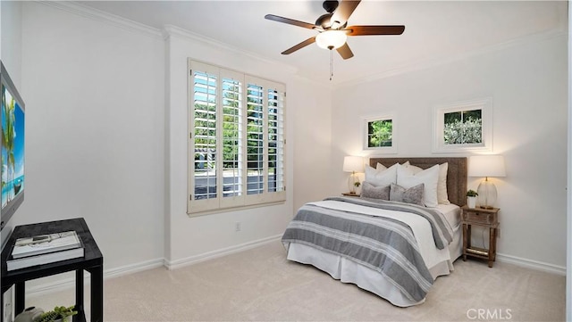 16 Bayleaf Ln, Irvine, CA 92620 - carpeted bedroom with crown molding and a ceiling fan