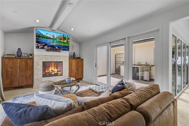 34586 Camino Capistrano Unit A, Dana Point, CA 92624 - living area featuring a fireplace and recessed lighting