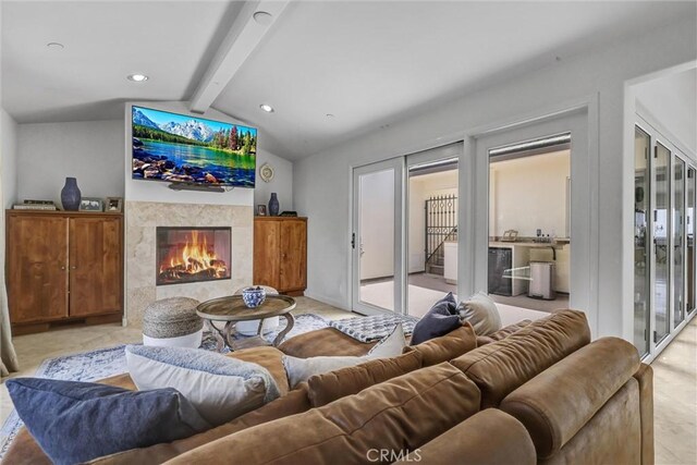 34586 Camino Capistrano Unit A, Dana Point, CA 92624 - living area featuring a high end fireplace and recessed lighting