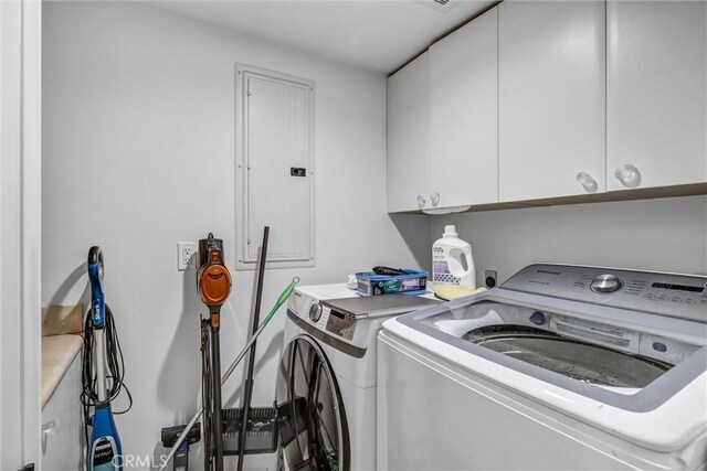 34586 Camino Capistrano Unit A, Dana Point, CA 92624 - laundry area featuring washing machine and clothes dryer, cabinet space, and electric panel