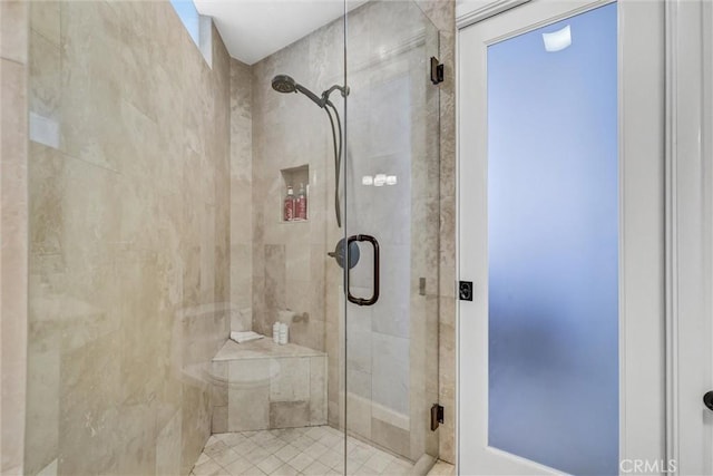 34586 Camino Capistrano Unit A, Dana Point, CA 92624 - bathroom with a stall shower and tile patterned floors