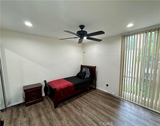 8601 International Ave Unit 271, Canoga Park, CA 91304 - bedroom featuring wood finished floors, recessed lighting, and a ceiling fan