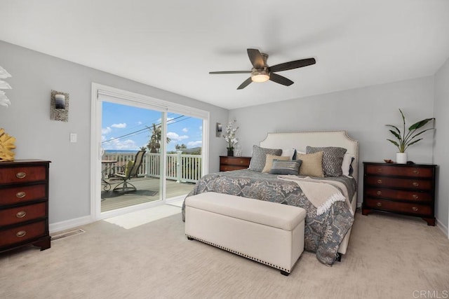 2203 Cameo Rd, Carlsbad, CA 92008 - carpeted bedroom with access to exterior and a ceiling fan