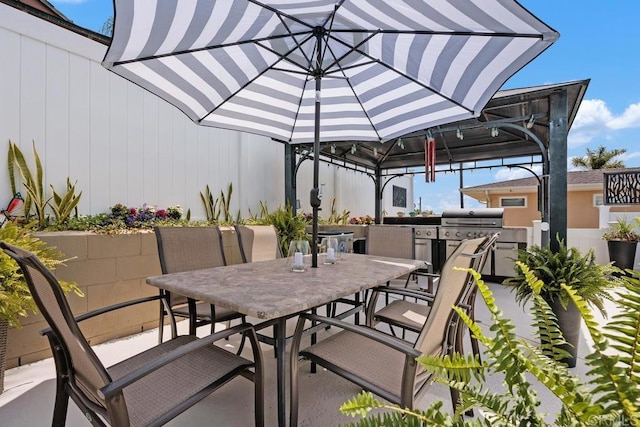2203 Cameo Rd, Carlsbad, CA 92008 - view of patio with outdoor dining area, exterior kitchen, and a gazebo