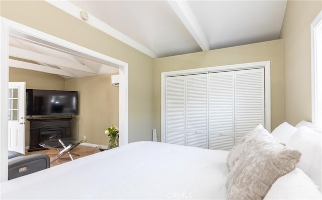 7441 Sylvia Ave, Reseda, CA 91335 - bedroom featuring a closet and a glass covered fireplace