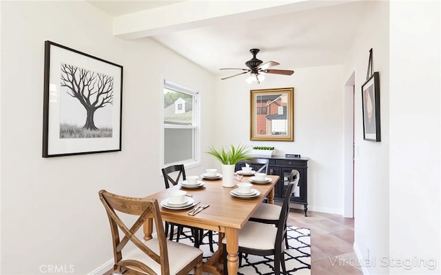 7441 Sylvia Ave, Reseda, CA 91335 - dining room with a ceiling fan and baseboards