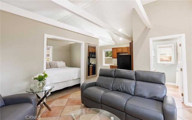 7441 Sylvia Ave, Reseda, CA 91335 - living area featuring light tile patterned floors and recessed lighting