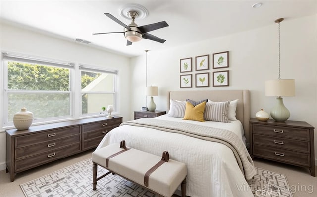 7441 Sylvia Ave, Reseda, CA 91335 - bedroom featuring light colored carpet and ceiling fan