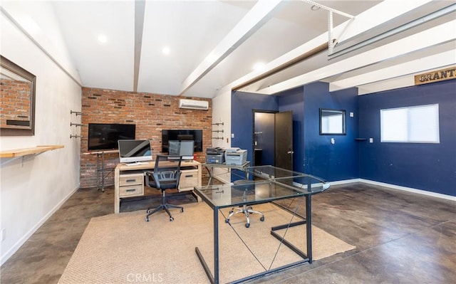 7441 Sylvia Ave, Reseda, CA 91335 - home office with finished concrete flooring and a wall mounted air conditioner