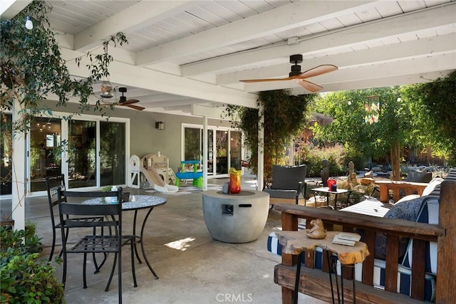 4835 Almidor Ave, Woodland Hills, CA 91364 - view of patio / terrace featuring ceiling fan and outdoor dining space