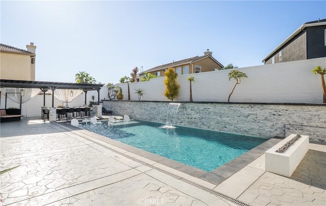 13238 Dancy St, Eastvale, CA 92880 - view of pool featuring a patio area, a fenced backyard, and a hot tub