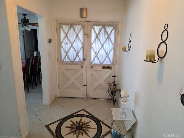 15901 Lassen St, North Hills, CA 91343 - foyer with light tile patterned floors and ceiling fan
