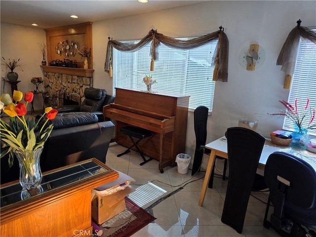 15901 Lassen St, North Hills, CA 91343 - home office with light tile patterned flooring and recessed lighting