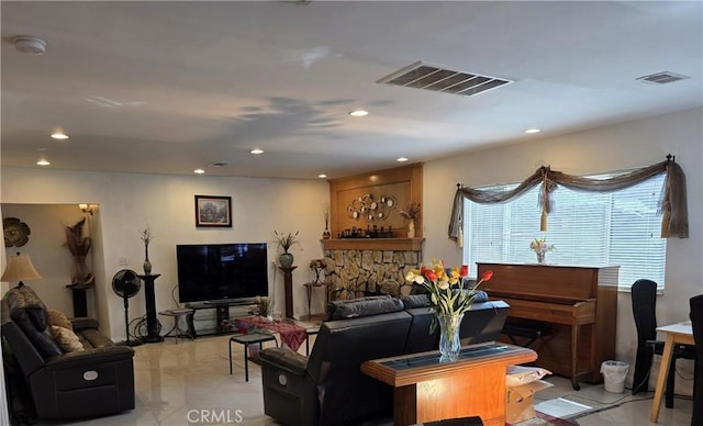 15901 Lassen St, North Hills, CA 91343 - living area featuring recessed lighting and a fireplace