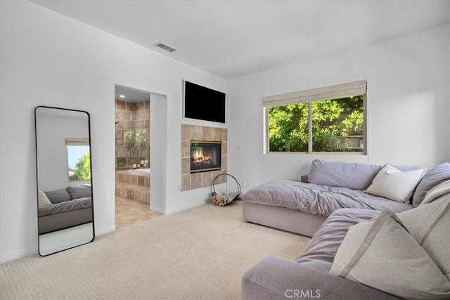 18330 Hanan Ct, Tarzana, CA 91356 - living room with carpet flooring and a fireplace