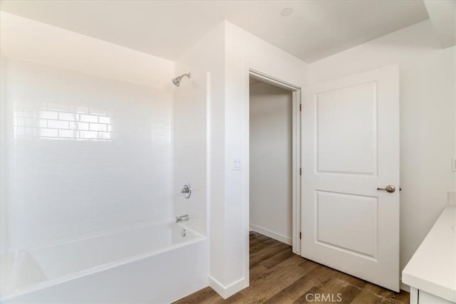 3802 Ranch House Rd Unit 102, San Luis Obispo, CA 93401 - bathroom featuring shower / bath combination, wood finished floors, and vanity