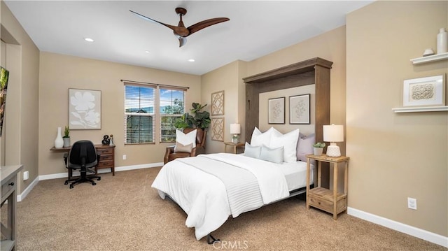 126 Luneta Ln, Rancho Mission Viejo, CA 92694 - bedroom with light colored carpet, ceiling fan, and recessed lighting