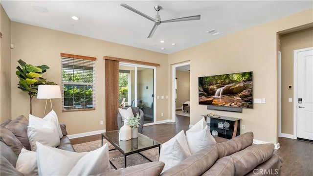 126 Luneta Ln, Rancho Mission Viejo, CA 92694 - living room with a ceiling fan, wood finished floors, and recessed lighting