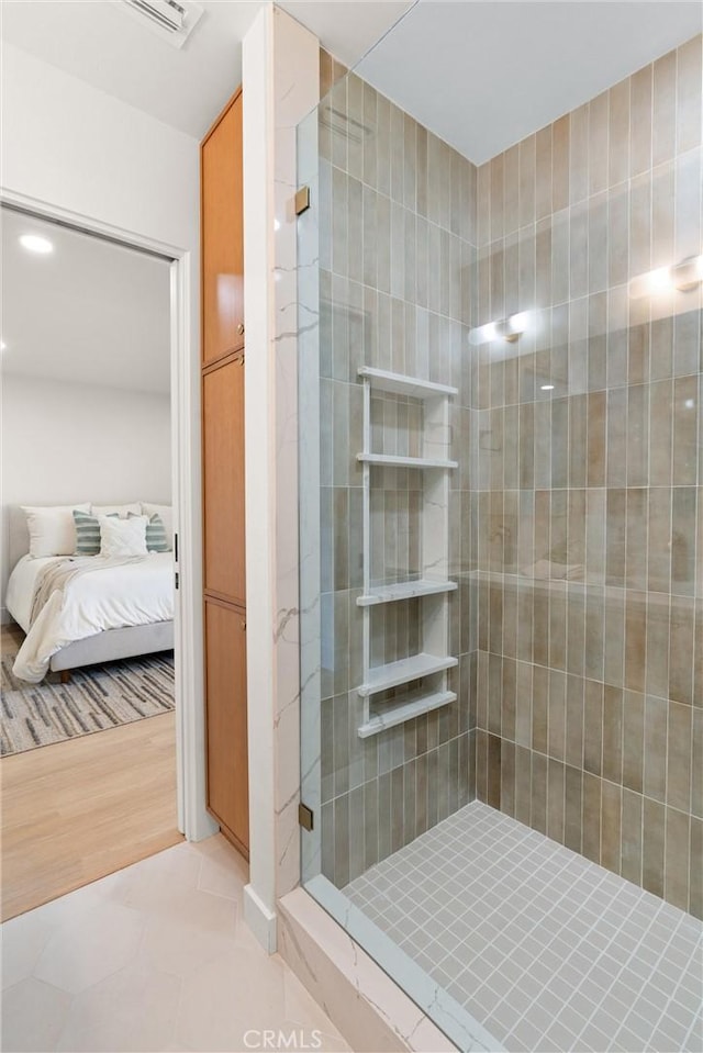20371 Allport Ln, Huntington Beach, CA 92646 - ensuite bathroom featuring a shower stall and wood finished floors