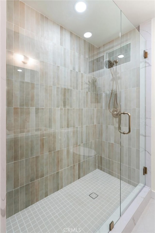 20371 Allport Ln, Huntington Beach, CA 92646 - bathroom with a shower stall and recessed lighting