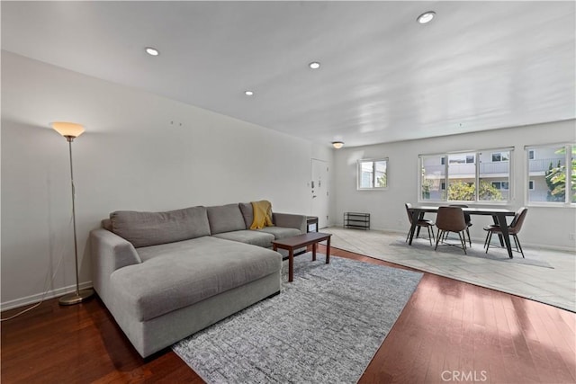 1525 N Hayworth Ave Unit 205, Los Angeles, CA 90046 - living area featuring wood finished floors and recessed lighting