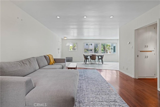 1525 N Hayworth Ave Unit 205, Los Angeles, CA 90046 - living area featuring wood finished floors and recessed lighting