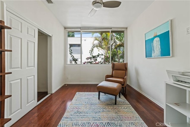 1525 N Hayworth Ave Unit 205, Los Angeles, CA 90046 - sitting room with ceiling fan and wood finished floors