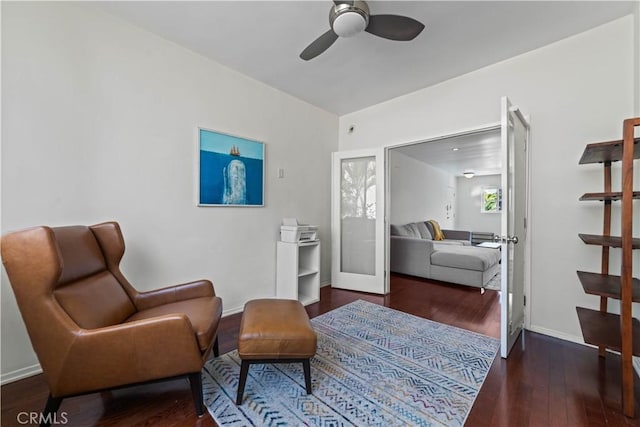 1525 N Hayworth Ave Unit 205, Los Angeles, CA 90046 - living area featuring a ceiling fan and wood-type flooring