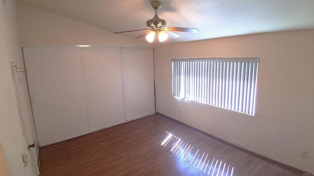 5312 Caminito Cachorro, San Diego, CA 92105 - unfurnished room featuring wood finished floors, a ceiling fan, and vaulted ceiling