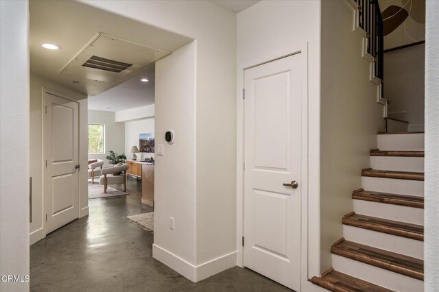 5232 Satsuma Ave Unit 106, North Hollywood, CA 91601 - staircase with concrete flooring and recessed lighting